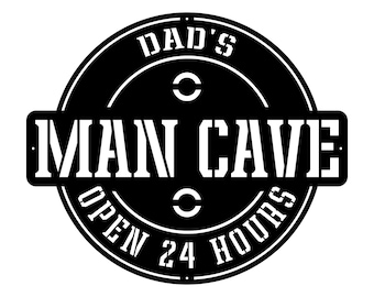 Dads Man Cave Sign, Man Cave Wall Art, Custom Man Cave Sign, Laser Cut Metal Signs, Personalized Man Cave Decor