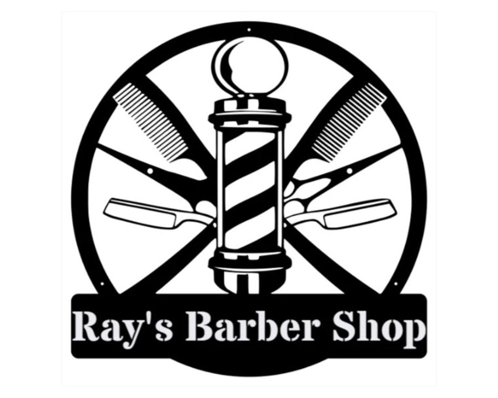 Classic Barber Shop Sign Metal Wall Art Ray's Barber Shop Etsy Canada