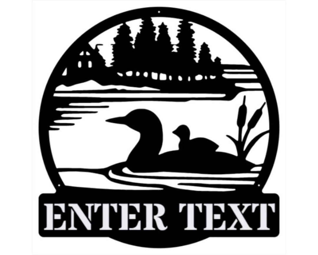 Loons Metal Wall Art, Lake Metal Sign Loon Decor, Custom Name Sign Duck