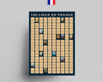 100 Affiches Lieux en France à Gratter | Cadeau de la France | Journal de voyage | Liste de seaux de la France | Carte de France | Paris