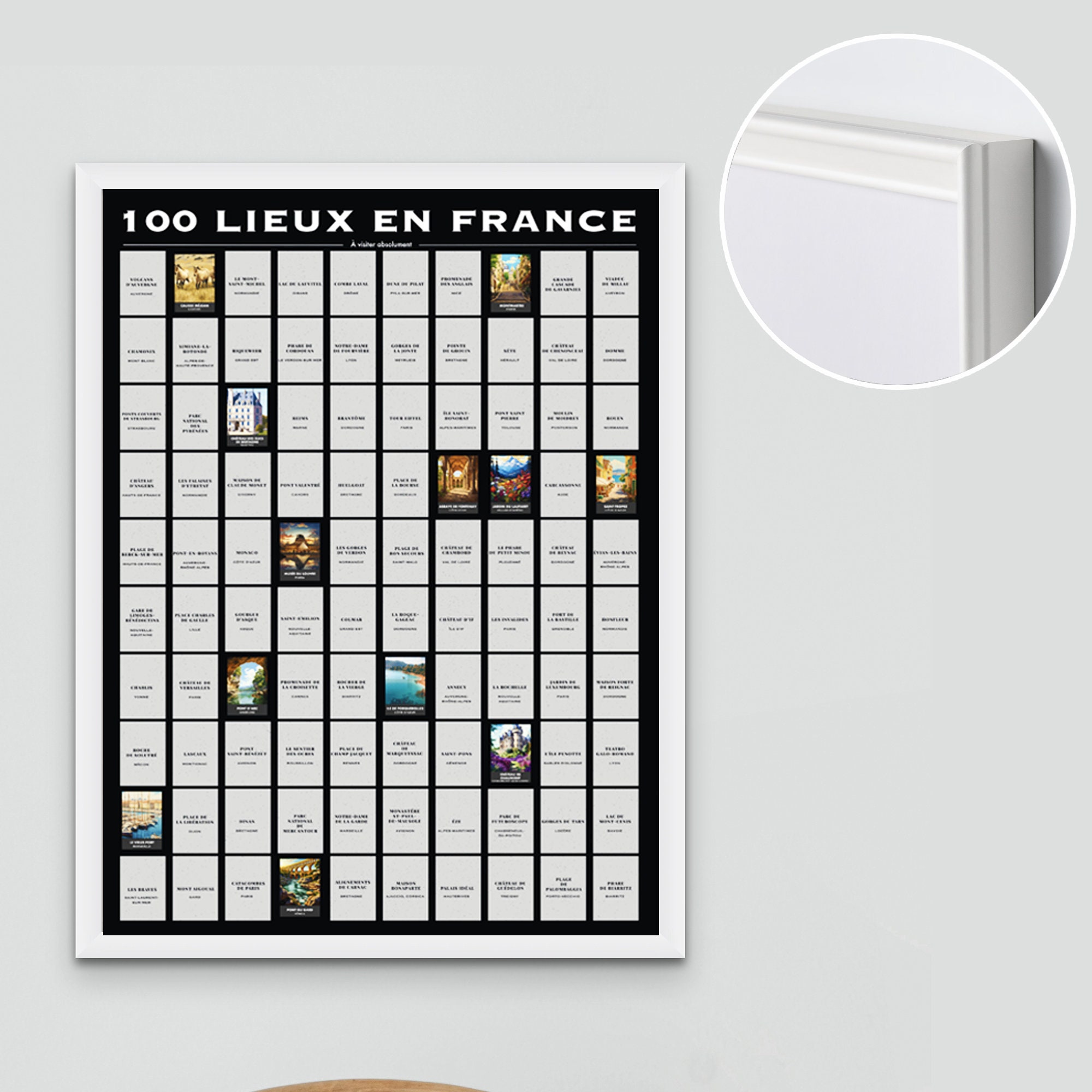 Poster A Gratter 100 Lieux En France Affiche a Gratter Carte a