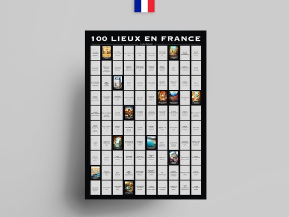 100 Lieux En France Posters à Gratter version Noire, Cadeau De La