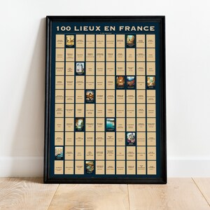 Poster à Gratter France - 52 Lieux à Découvrir - Format A3 - Encre Dorée - Cadeau Voyageur