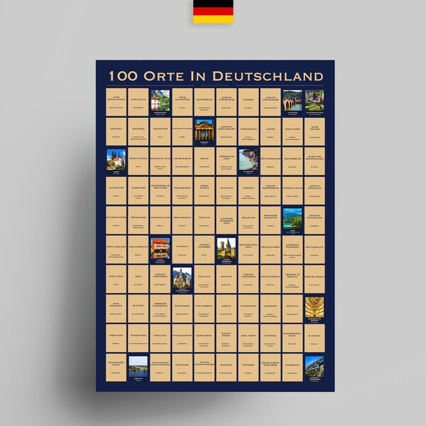 100 Orten in Deutschland | Deutschlandkarte | Jubiläumsgeschenk | Reisegeschenk | Deutschland