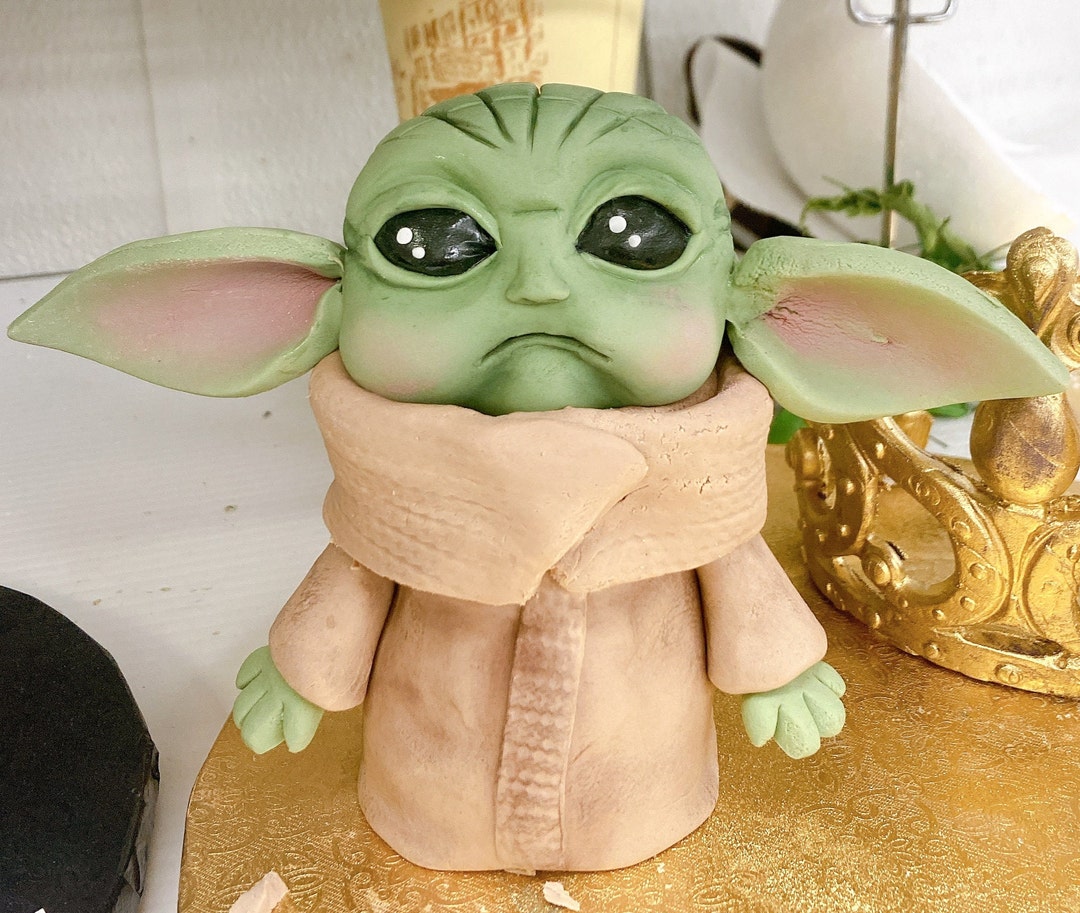 Baby Yoda Fondant Cake Topper Star Wars Cake Birthday Cake Etsy