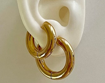 Chunky 316L Surgical Steel 5mm Hoop Earrings - Hypoallergenic - Thick and Stylish for Sensitive Ears - Waterproof - Sold as a Pair