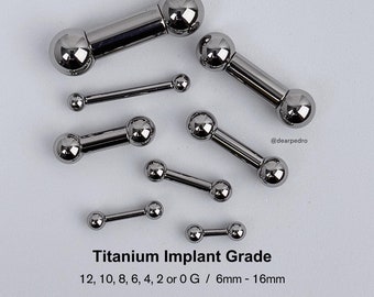 12G 10G 8G 6G 4G 2G 0G Titanium Straight Industrial Barbell | Internally Threaded, Hypoallergenic, Lightweight | Hand-Polished Mirror Finish