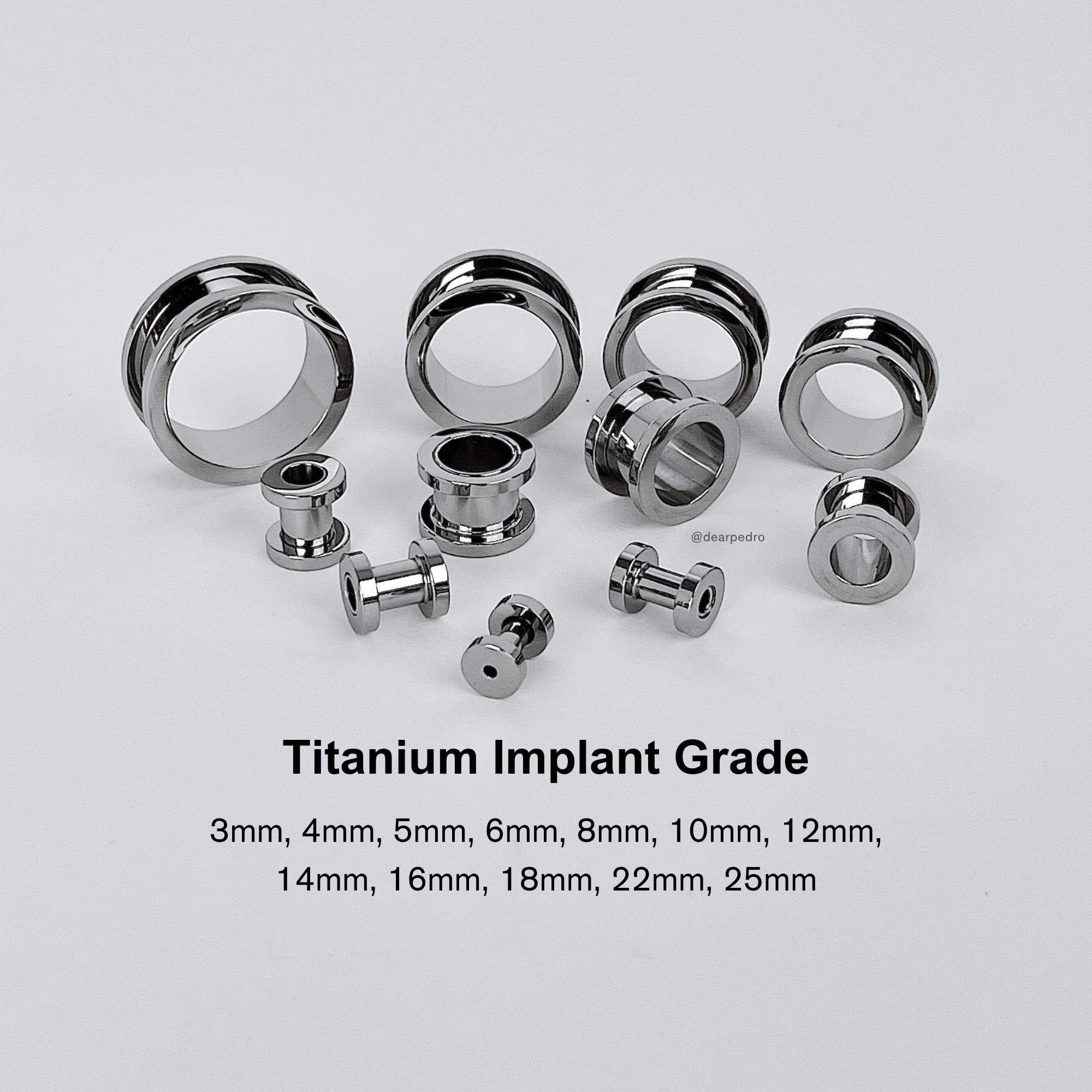 3mm-25mm Titanium Screw-On Threaded Tunnels | Hypoallergenic Ear Gauges | Lightweight Implant Grade ASTM F136 |  Sold as One Piece