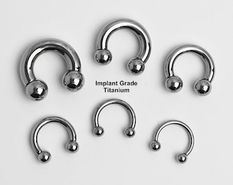 2G 4G 6G 8G 10G Titanium Implant Grade Circular Barbell High Polish Internally Threaded Heavy and Small Gauge Horseshoe