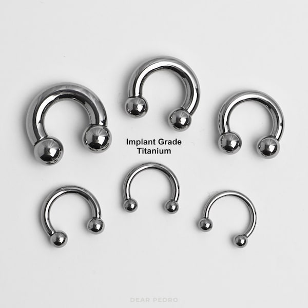 2G 4G 6G 8G 10G Titanium Implant Grade Circular Barbell High Polish Internally Threaded Heavy and Small Gauge Horseshoe