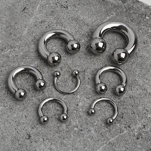 Titanium Large Gauge Horseshoe Circular Barbell | Internally Threaded Implant Grade ASTM F136 Septum Ring | 12G 10G 8G 6G 4G 2G