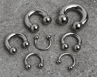 Titanium Large Gauge Horseshoe Circular Barbell | Internally Threaded Implant Grade ASTM F136 Septum Ring | 12G 10G 8G 6G 4G 2G