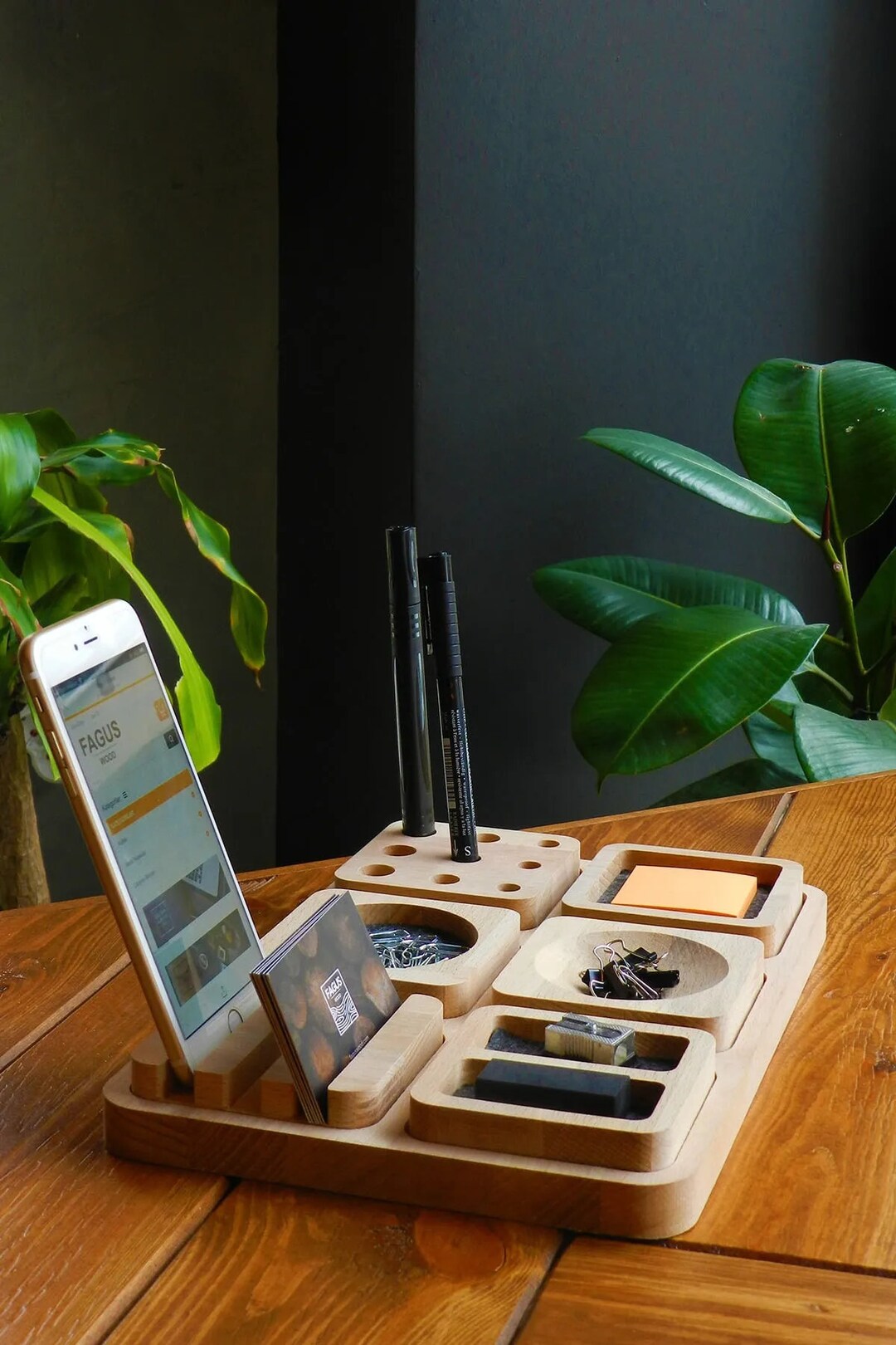 Desktop Business Card Holder Office Depot Desk Organizer Etsy