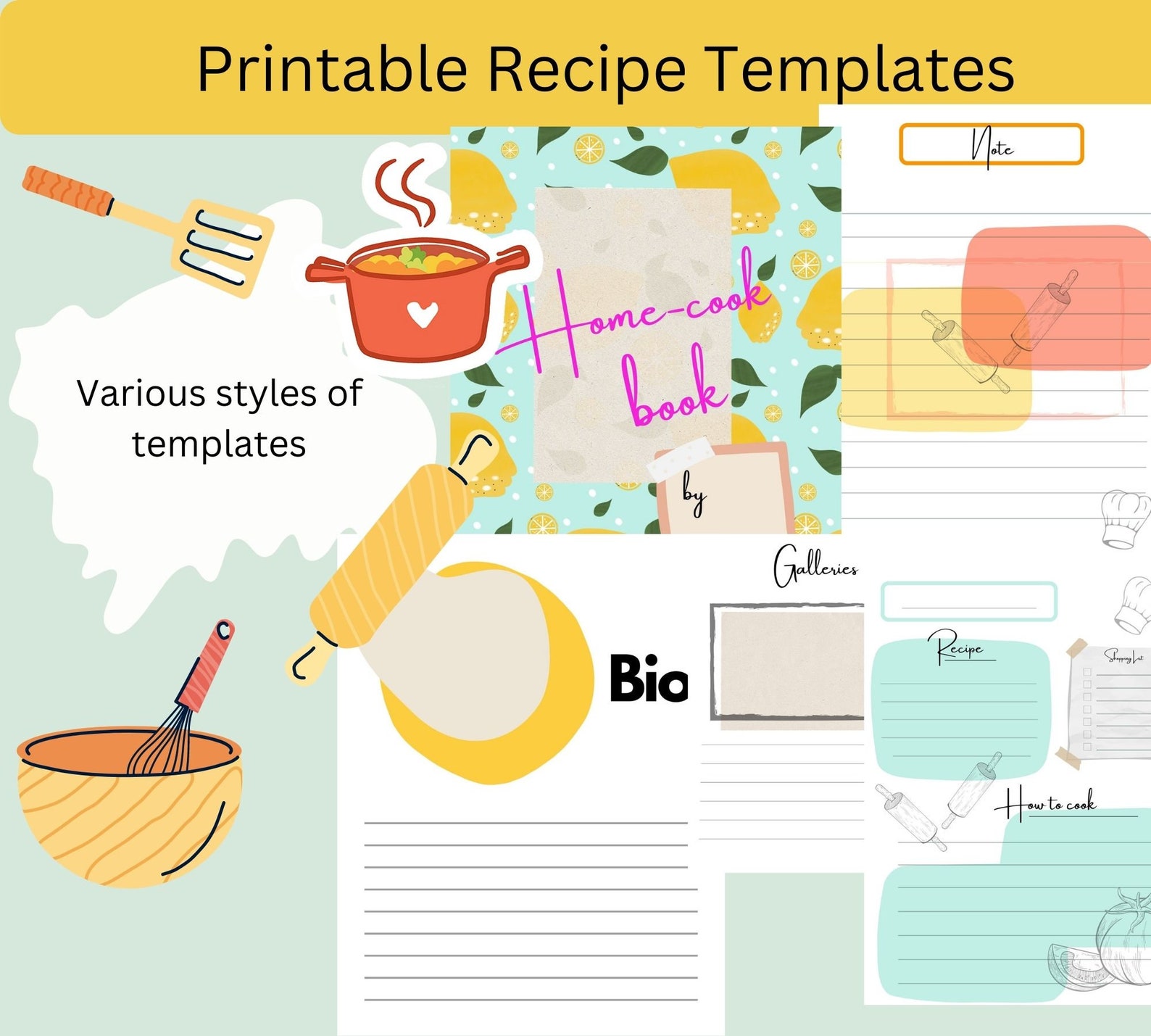 Printable Blank Recipe Book Printable Journal Recipe - Etsy Finland