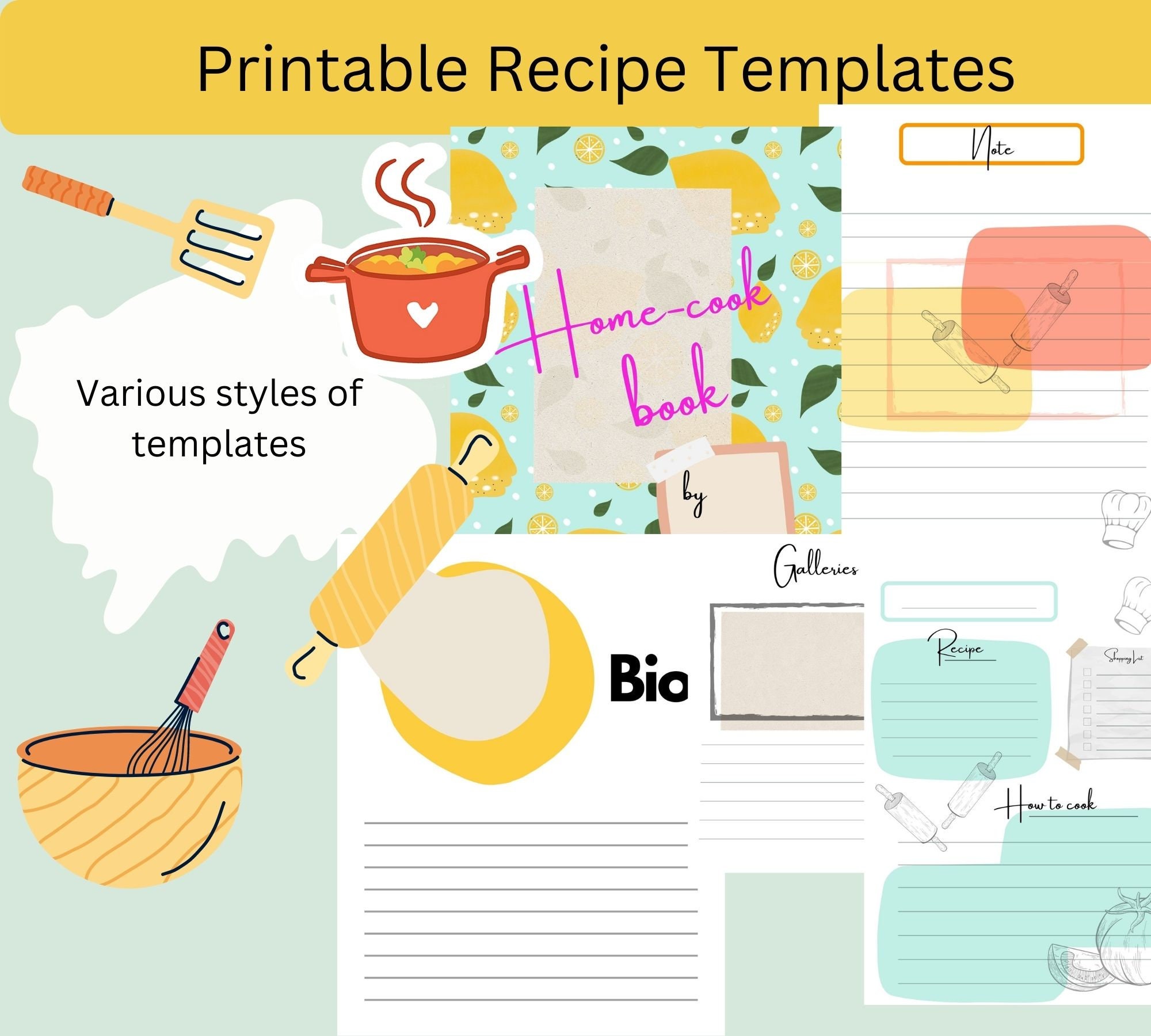 Printable Blank Recipe Book Printable Journal Recipe - Etsy Finland