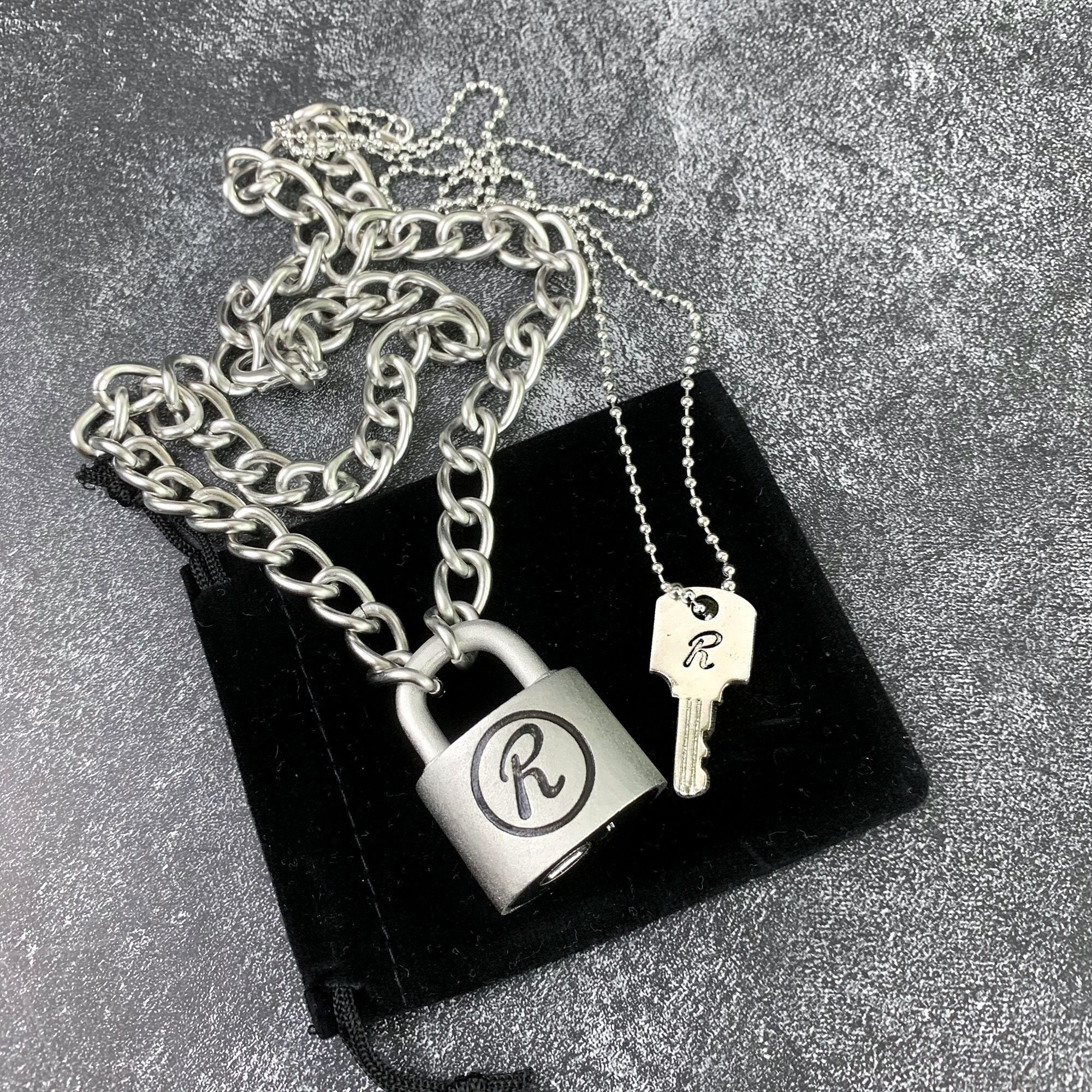 Stainless Steel Padlock Chain Necklace Lock Key Pendant Punk Rock Sid  Vicious 