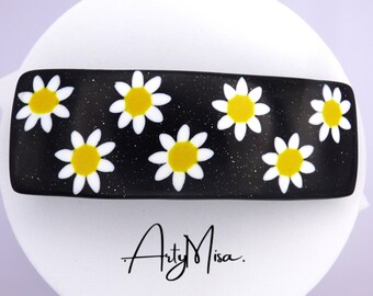 Polymer-Haarspange 8 cm Gänseblümchenmuster