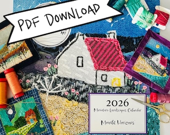 PDF Pattern Calendar 2026 - 12 Mini Landscape Patterns - PDF Instructions and Templates