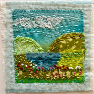 Mini Textile Art - Flowering Valley - Embroidery Art