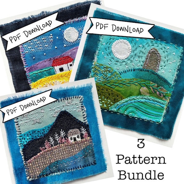 PACOTE DE MOLDES - Mini Paisagens nº 4, 5 e 6 - Instruções e Molde em PDF