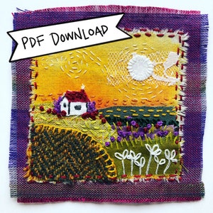 Mini Landscape Embroidery Pattern: Swirling Moon (PDF Pattern)