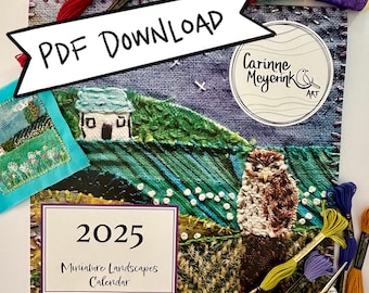 PDF Pattern Calendar 2025 - 12 Mini Landscape Patterns - PDF Instructions and Templates