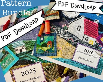 PATTERN BUNDLE - Calendar 2025 & 2026 - PDF Instructions and Patterns - 24 Miniature Landscapes