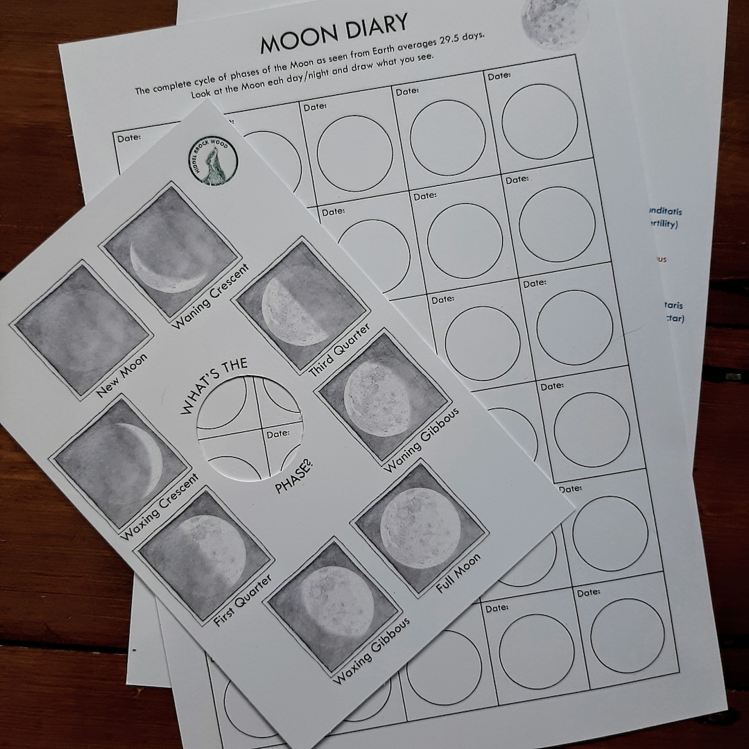 Moon Phases Observer and Diary Printable Lunar Study Digital - Etsy