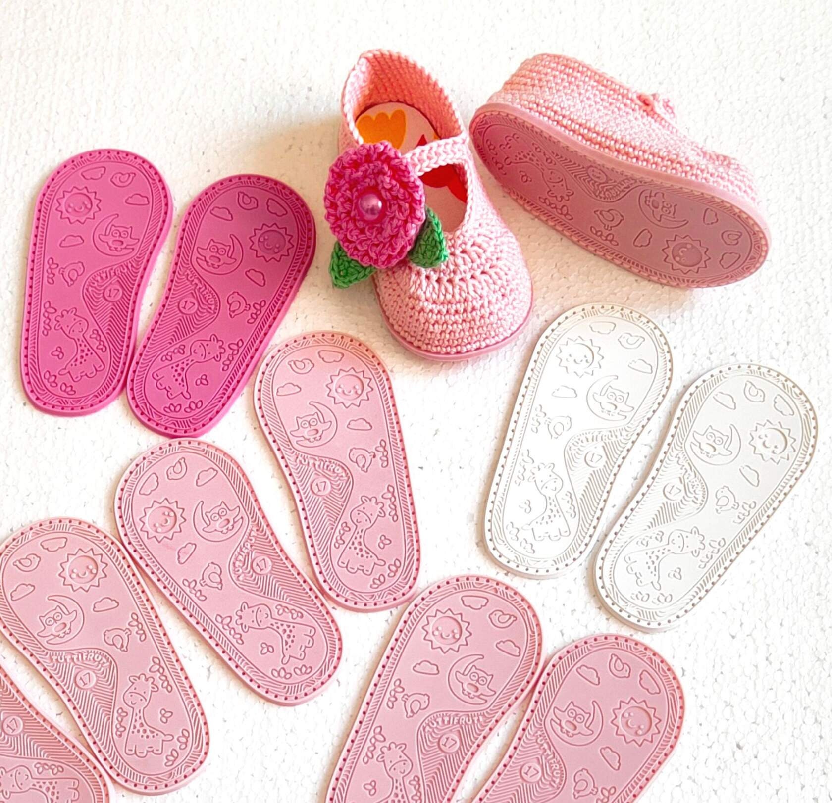 LILAC Soles for Crocheted Children's Shoes. EVA Rubber Soles for Baby