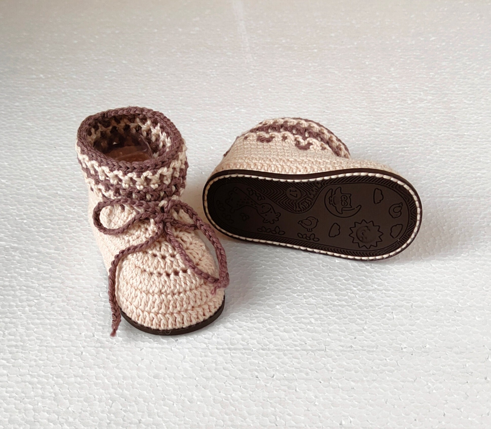 BROWN Soles for Crocheted Children's Shoes. EVA Rubber Soles for Baby