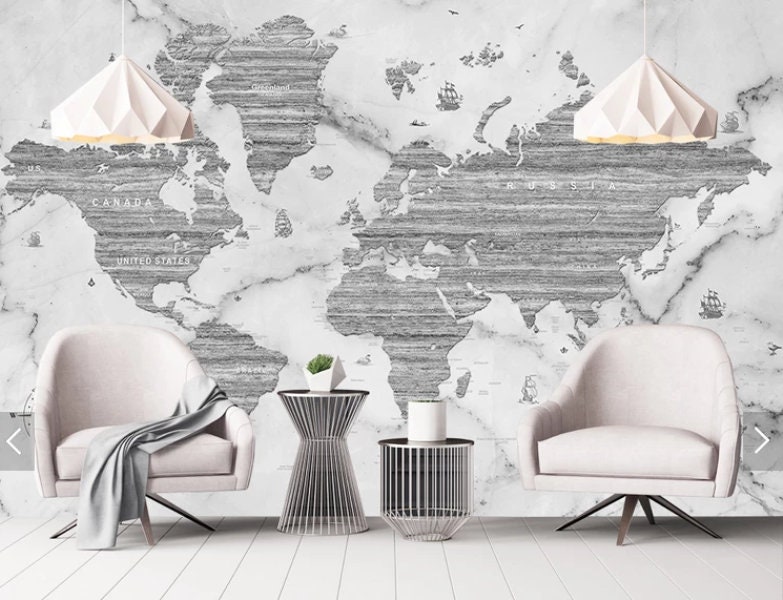 Map Peel and Stick Wallpaper, World Map Wall Mural, Giant Wall Mural