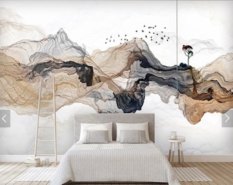 3d wall mural, abstract wallpaper peel and stick wall mural, wallpaper with birds, oversized wall mural, modern bedroom wallpaper