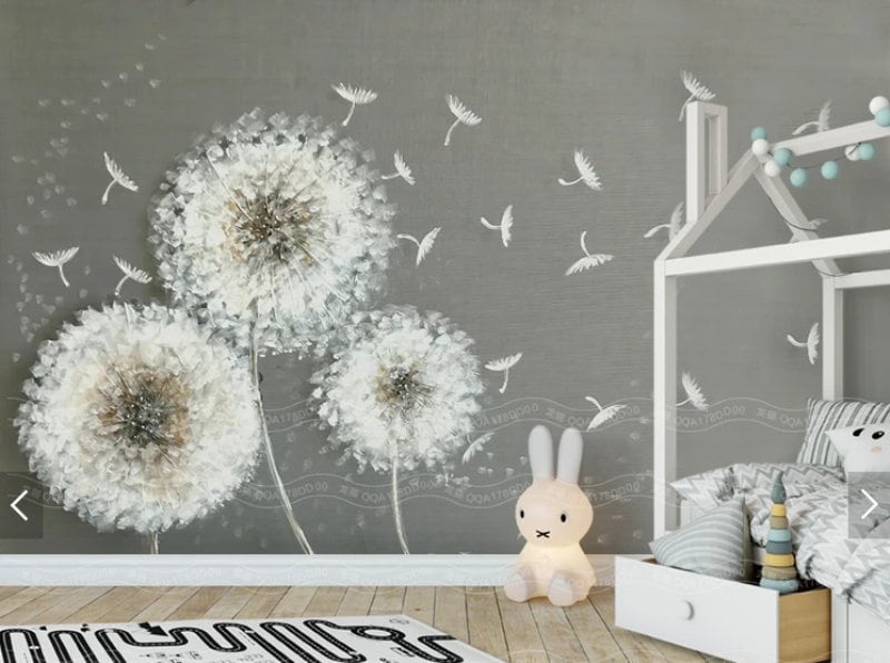 Dandelion Wallpaper, Flowers Wallpaper Peel and Stick, Floral Wall
