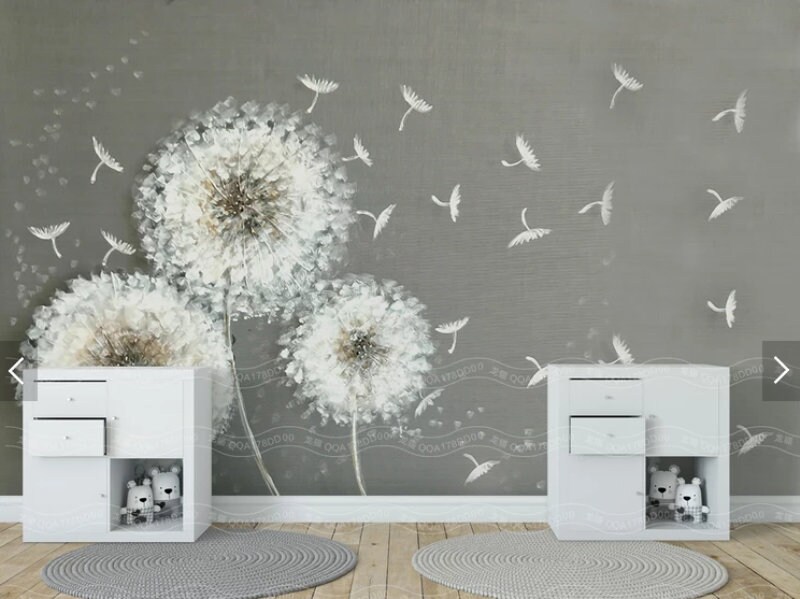 Dandelion Wallpaper, Flowers Wallpaper Peel and Stick, Floral Wall