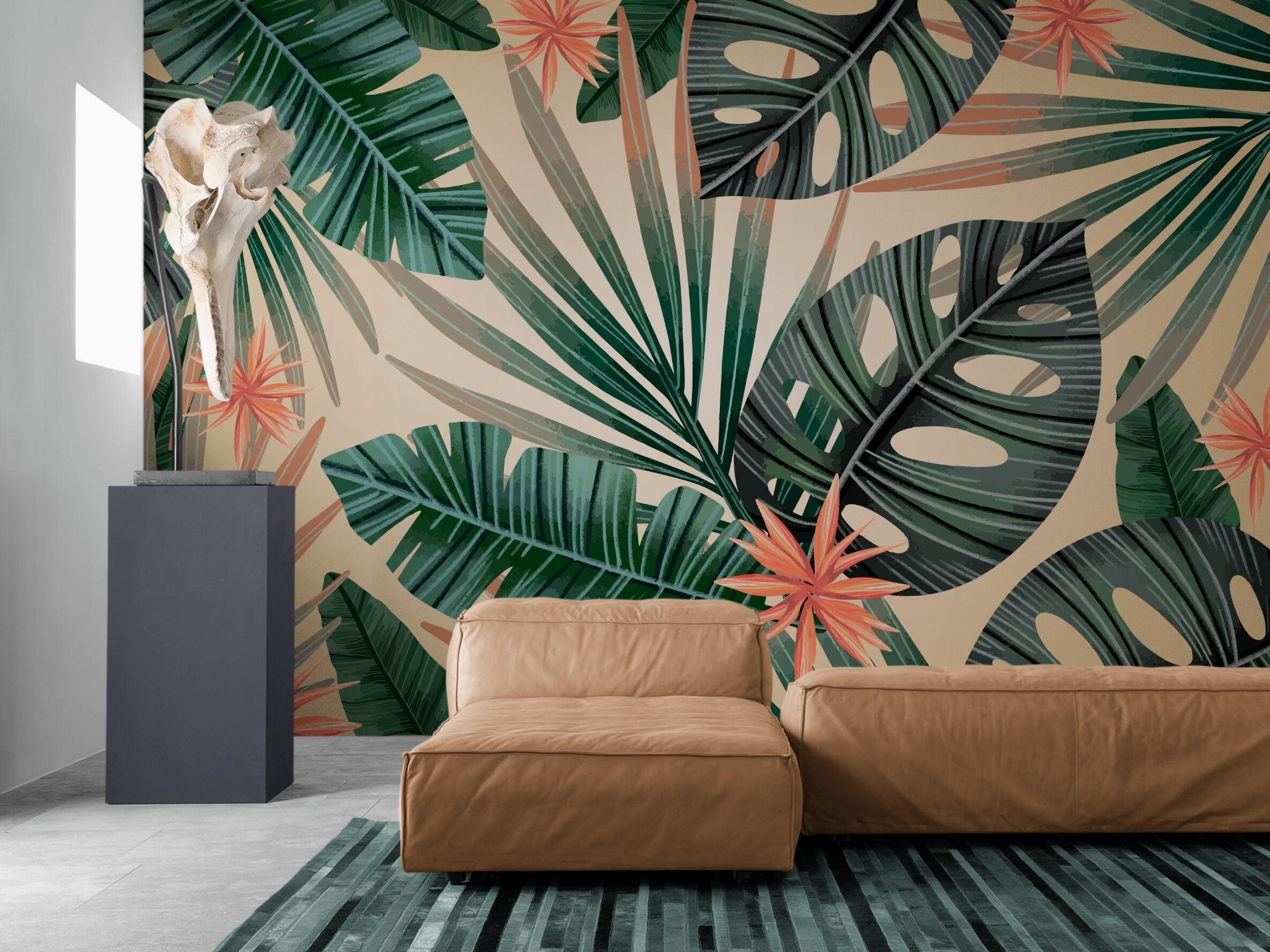 Tropical Leaves Wallpaper, Large Green Leaf Wallpaper, Peel and Stick ...