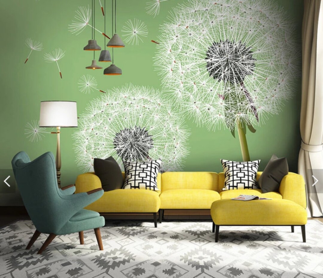 Dandelion Wallpaper Flowers Wallpaper Peel and Stick Floral - Etsy