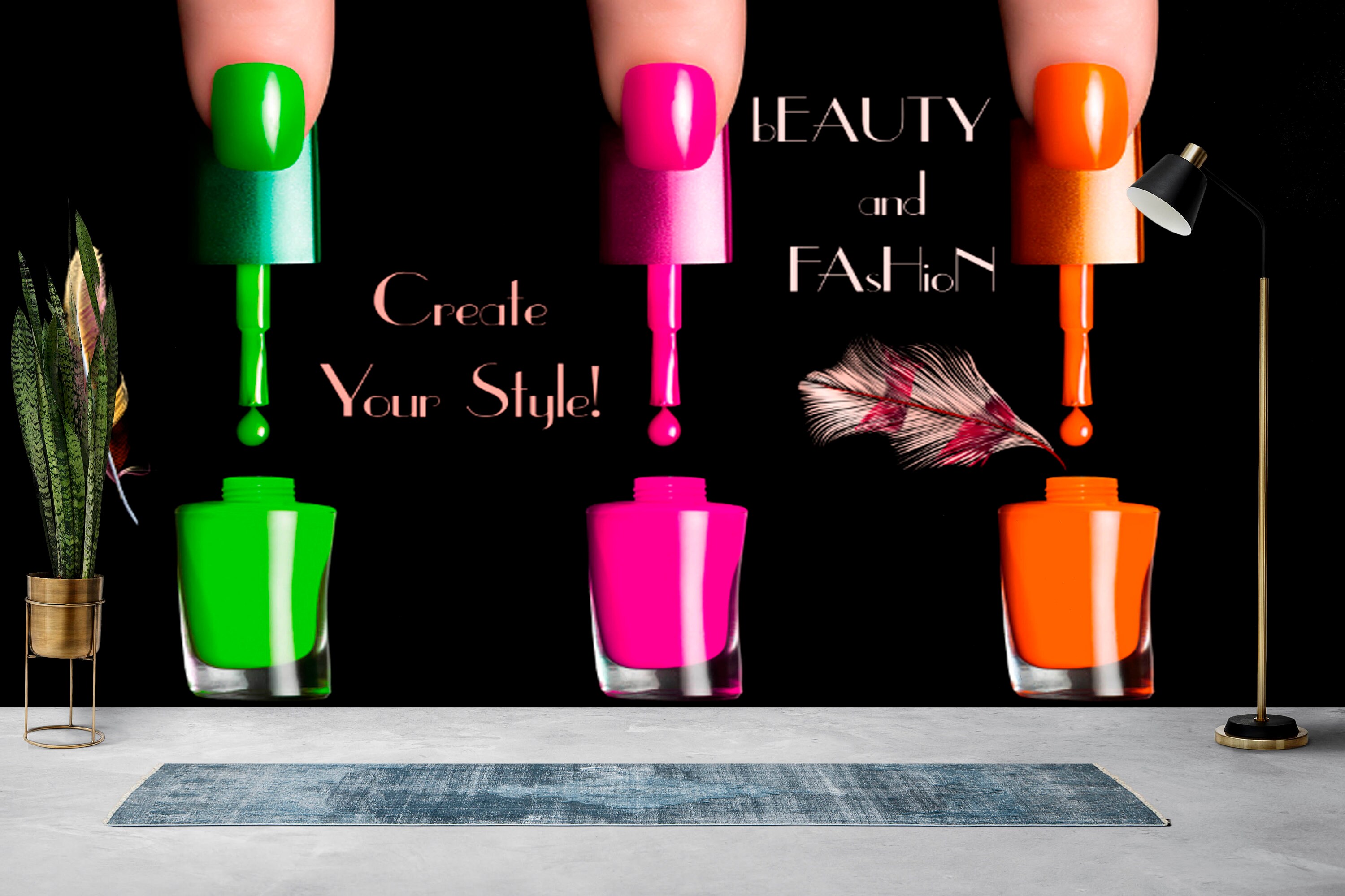 Extra Large Nails Wallpaper, Colorful Peel and Stick Wall Mural