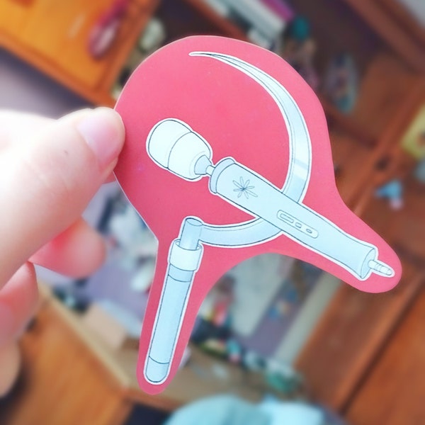 Feministische sticker - communisme toverstaf