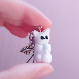 Satosugu Cat phone  polymer clay charm