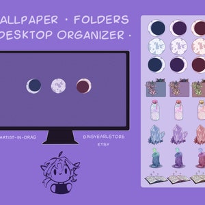 Cute Witchy Desktop Folder Icons, Mac + Windows Folders Icons, Halloween Aesthetic |  Computer Desktop Theme Background Wallpaper