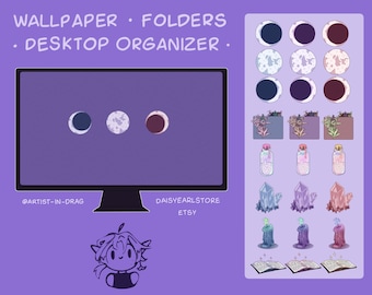 Ícones de pastas de desktop Witchy fofos, ícones de pastas Mac + Windows, estética de Halloween | Papel de parede de fundo do tema da área de trabalho do computador