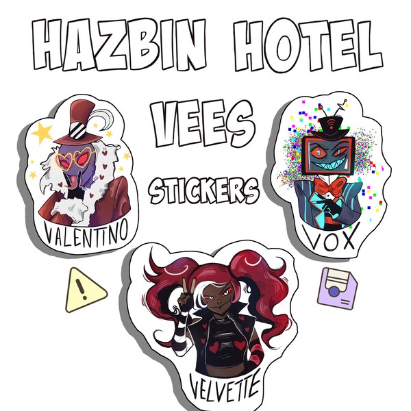 Hazbin Vees - Valentino Vox and Velvette Stickers