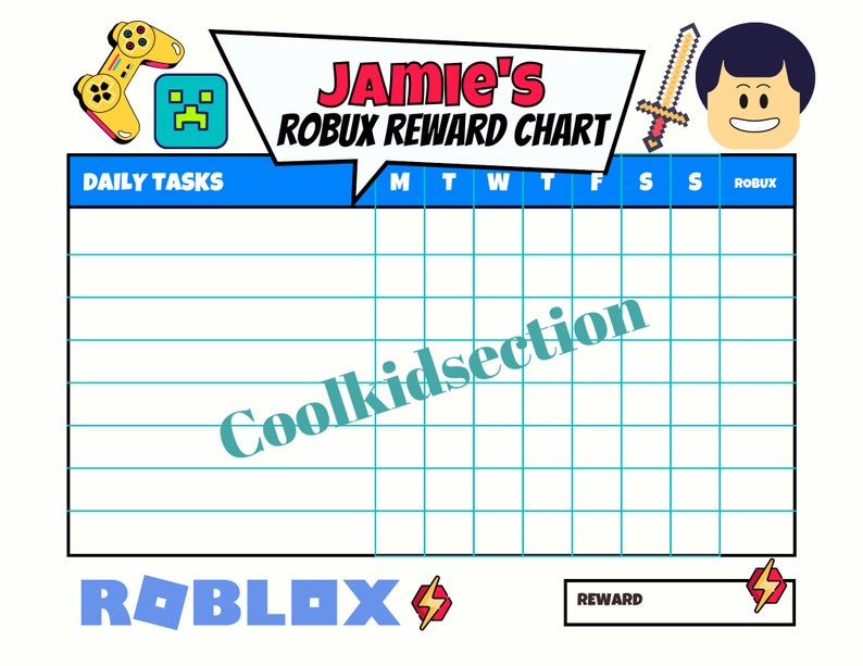 Personalised Roblox Reward Chart for Children / Customisable - Etsy UK