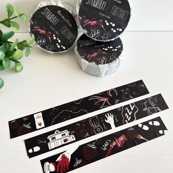 Crime Washi Tape (Strawberry Footprints), Selfmade Washitape, Art, Journaling and Scrapbooking, Horror, Black, white and red, Dark Storys