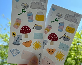 Kawaii Doodle Sticker, Scrapbooking, Bullet Journal, Journaling, Korean Popculture, Cute, Things with Faces, Food, Beer, Animals, Mushroom