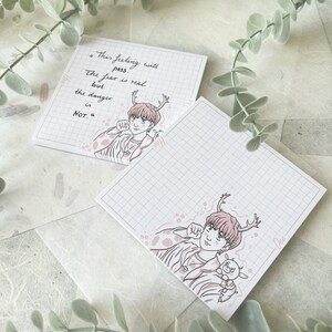 Bloc de notas HeeDee x Hooman con cuadros, Notas, Bloc de notas, Pastel, Tonos pastel, Ciervo, Comercio, Cartas, Bullet Journal, Kawaii, Lindo
