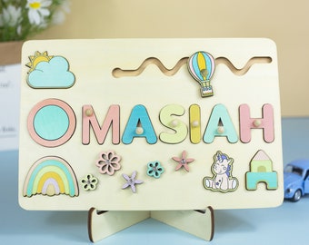 Name Puzzle With Pegs-Toddlers Name Puzzle-Wooden Name Puzzle-Personalized Puzzle-Baby Shower Gift-1st Birthday Gift