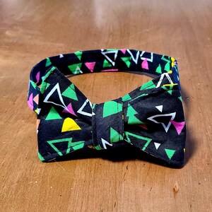 Adjustable Self-Tie Bow Tie for Men, Colored Triangles on Black Bow Tie