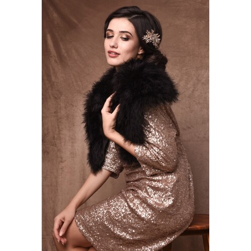 Black marabou shops feather stole