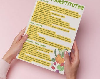 Poster veganistische vervangingen: plantaardige keukengids (digitale download)